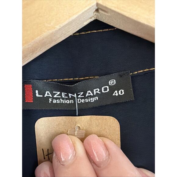 Lazenzaro Blue Pockets Sleeveless Collared Utility Snap Up Dress #1563 Size MED - Picture 5 of 5